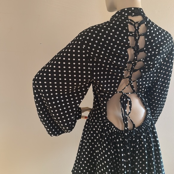 Corset Back Tiered Ruffle Polka Dot Dress - Picture 4 of 17